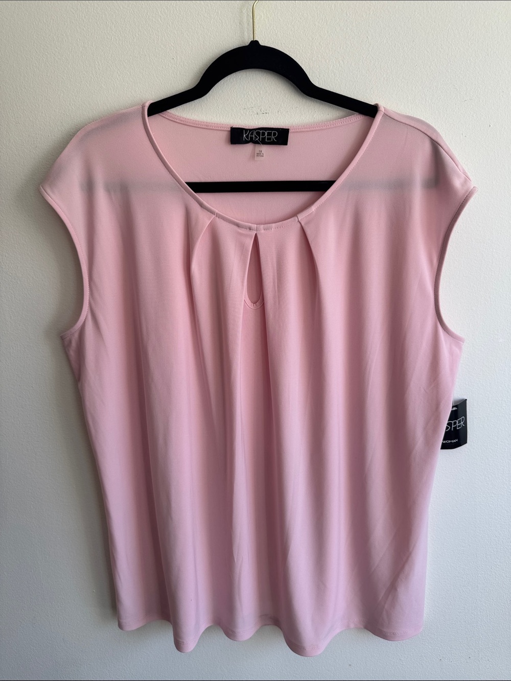 Kasper Blush Pink Keyhole Cap Sleeve Blouse 1X
